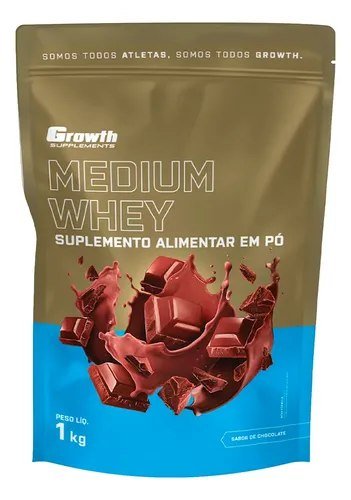 Whey Protein Medium 1kg Growth Supplementos - Chocolate