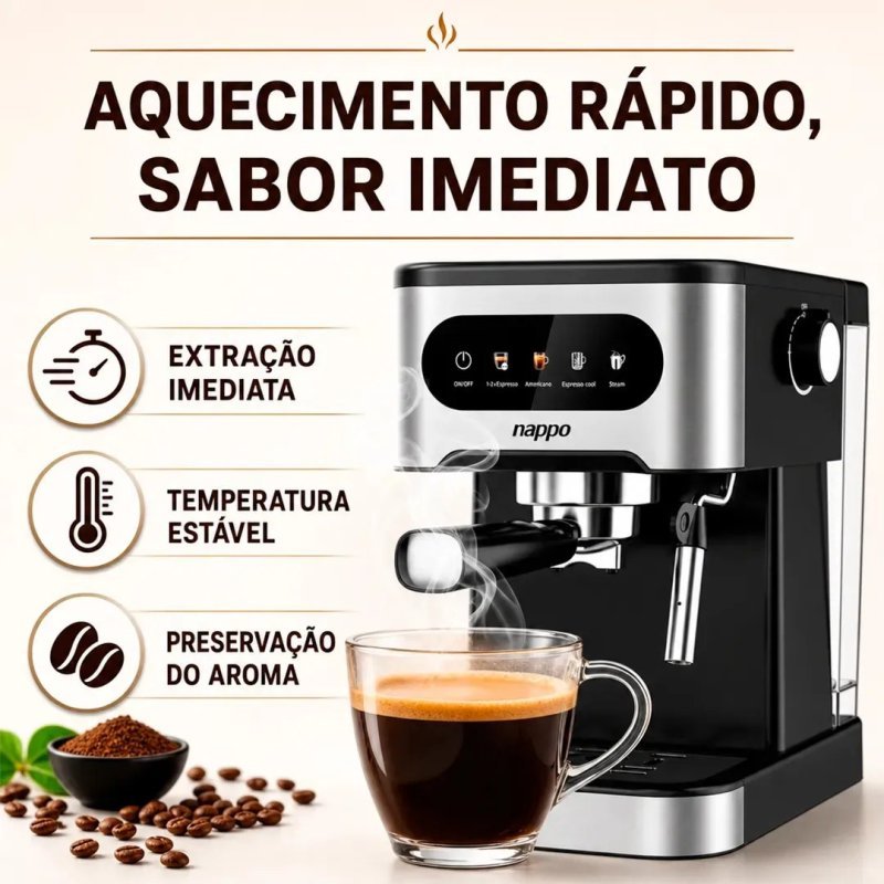 Cafeteira Nappo Expresso Nec-260 8 Em 1 Pó e Multicápsulas 20 Bar 1350w, Inox - 110V