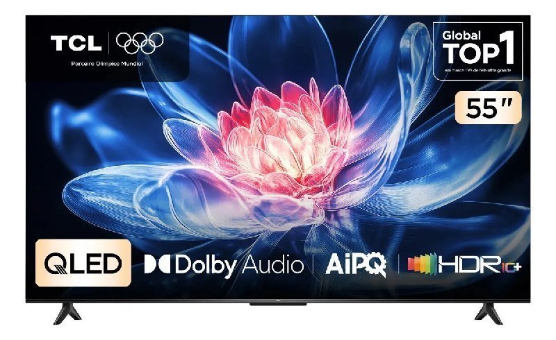 Smart Tv Tcl 55 Polegadas Qled 4K T6c WiFi Bluetooth Google Tv Tela Hva e Hdr10+ 55T6c