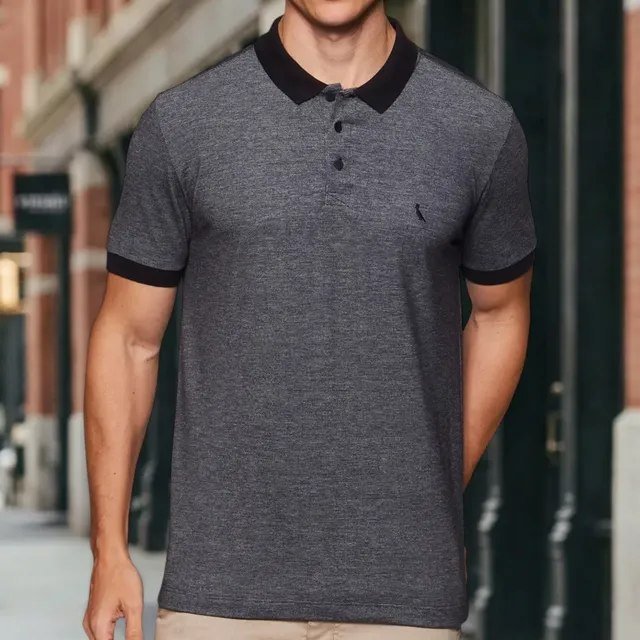 Polo Slim Piquet Denim Rsv Reserva Preto Lisa G
