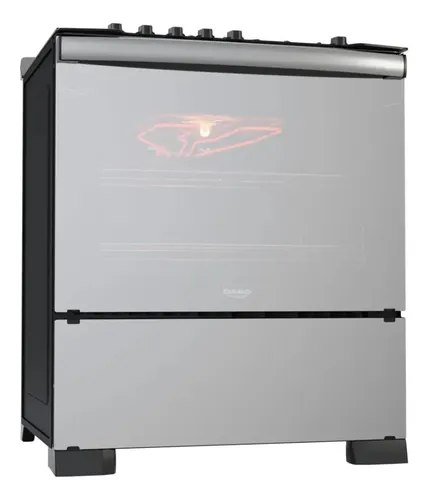 Fogão 5 Bocas Dako Diplomata Glass Style com Frente Espelhada Mesa de Vidro e Grill com Timer e Tripla Chama Bivolt