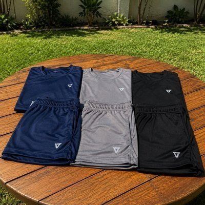 Kit Com 3 Conjuntos Academia Masculino Dry Fit Shorts+camisa