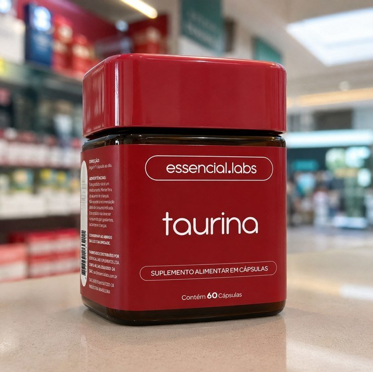 TAURINA com 1000mg por Dose - Fórmula Exclusiva com Máxima Concentração e Absorção - 60 Cápsulas