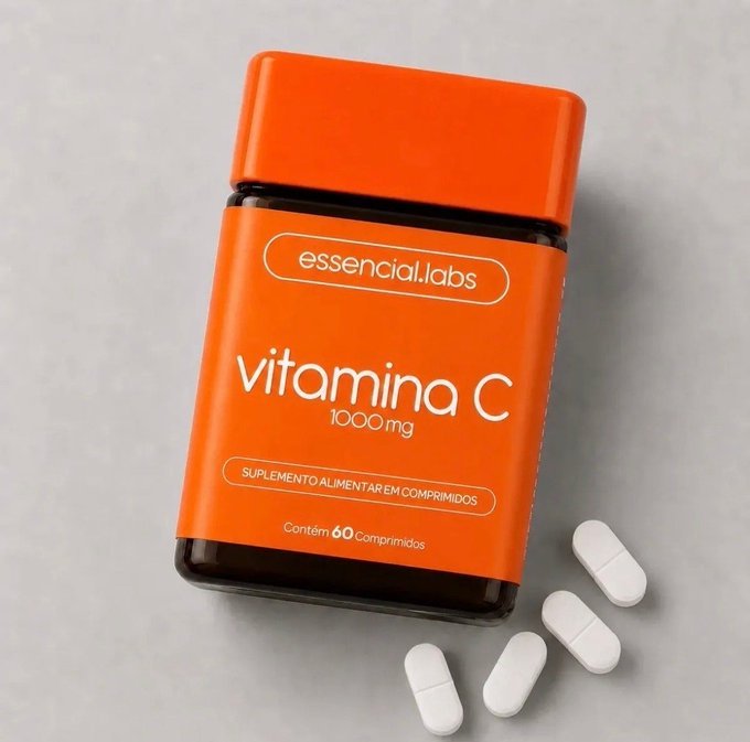 Vitamina C 1000mg 100% Pura Essencial Labs + Frete Grátis