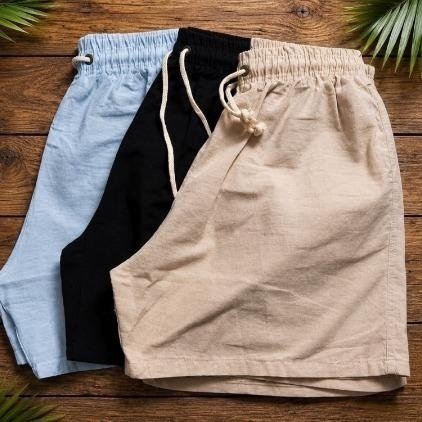 Kit 3 Shorts Masculino Bermuda Linho Verão