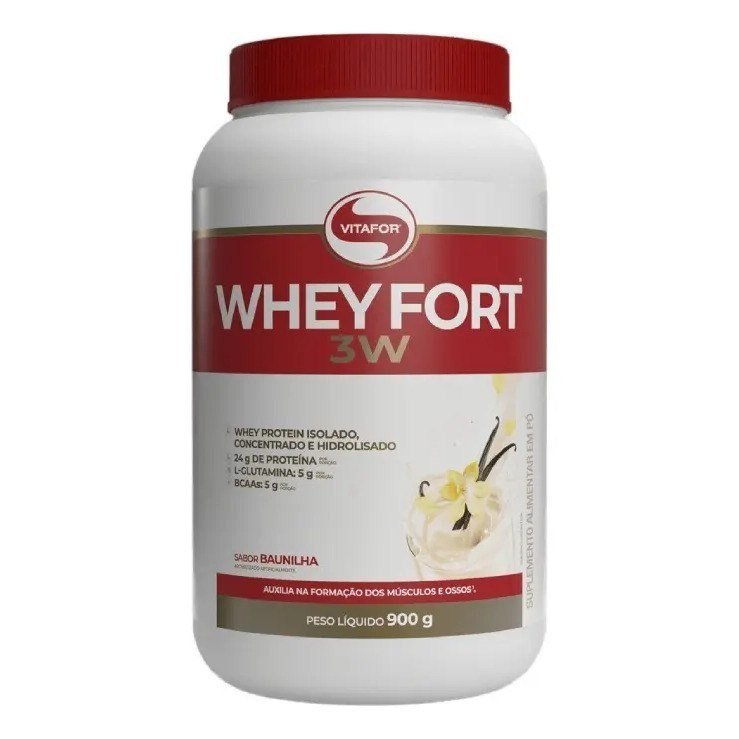 suplemento alimentar Whey Fort 3W Baunilha 900g Vitafor