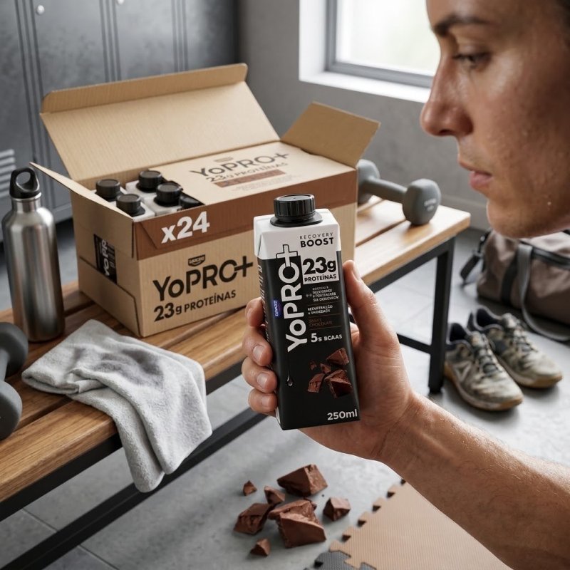 YO PRO Bebida Láctea UHT Chocolate Líquida Caixinha 250ml - Pack com 24 Unidades