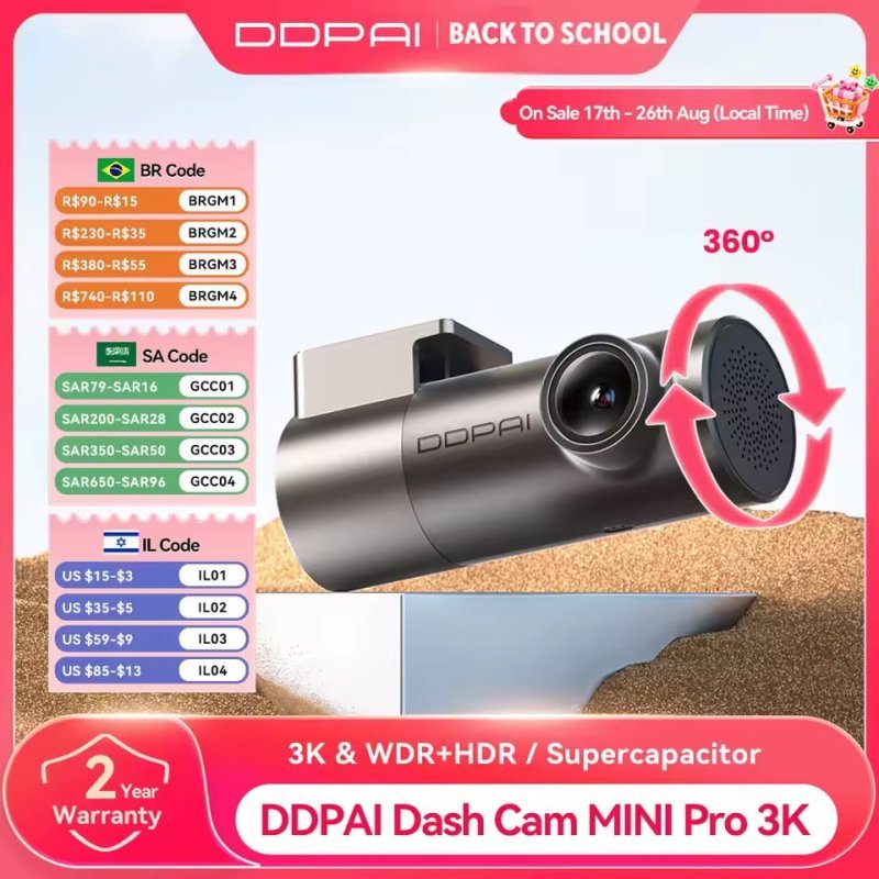 Câmera Veicular DDPAI MINI Pro 3K 1620P HDR