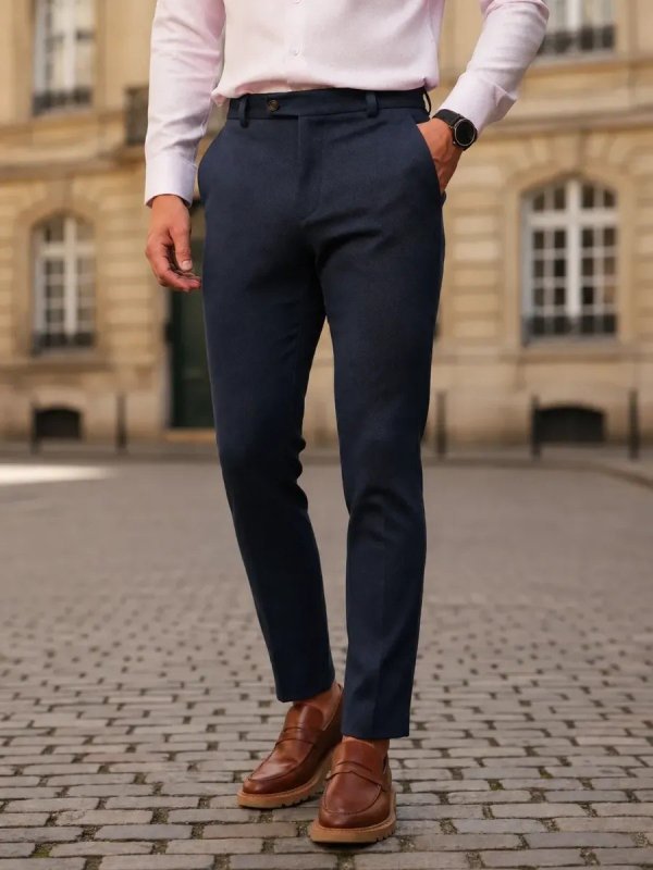 Calça Social Alfaiataria Masculina Malha Elastano Stretch