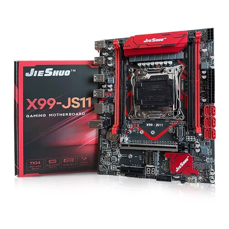 Placa mãe X99 Jieshuo Js11, Vrm de 8 Fases, Quad Channel, Display debug, Tpm 2.0 (Msi 14 pinos Secure Boot