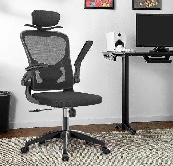 Cadeira de escritório ergonômica com estofado de mesh