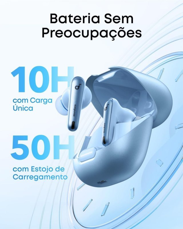 Soundcore Liberty 4 NC - ANC Adaptativo 2.0 - 50H Bateria - Carregamento Sem Fio