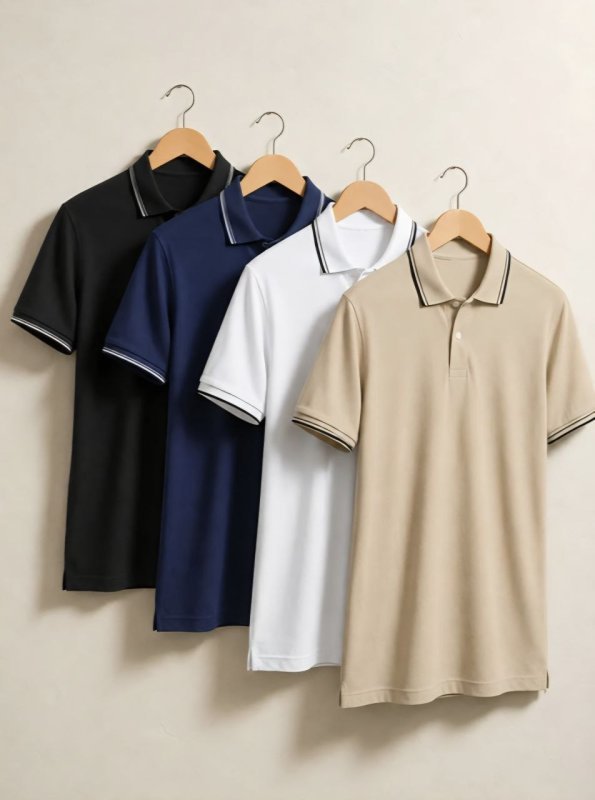 Kit 4 Camisa Gola Polo Piquet Masculina Slim Casual Algodão