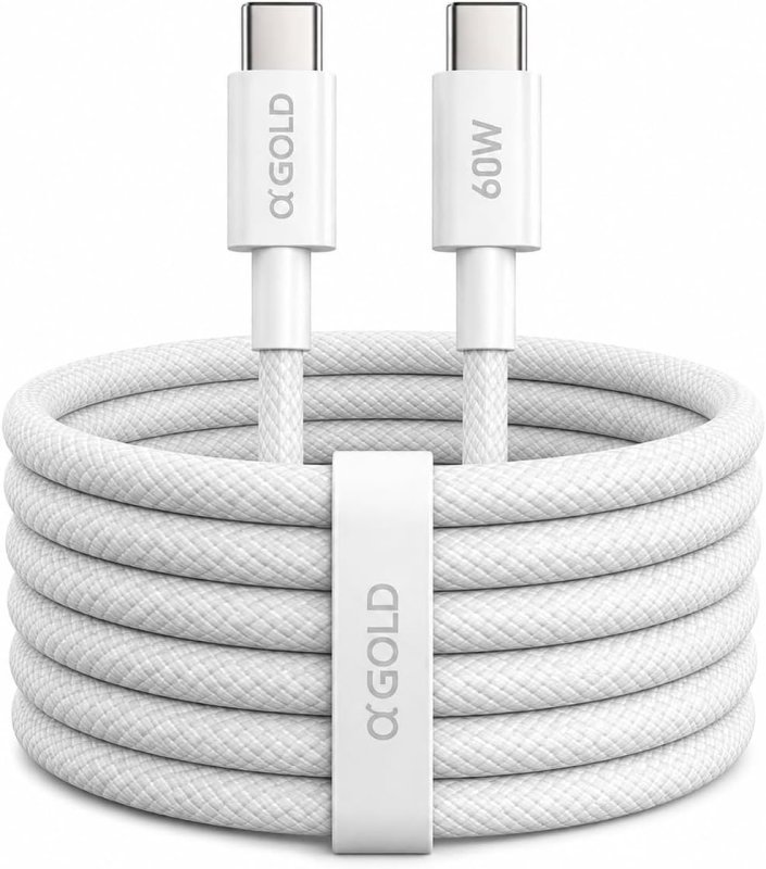 Cabo USB-C para USB-C 2m 60W, Nylon Trançado Reforçado, Carga e Dados