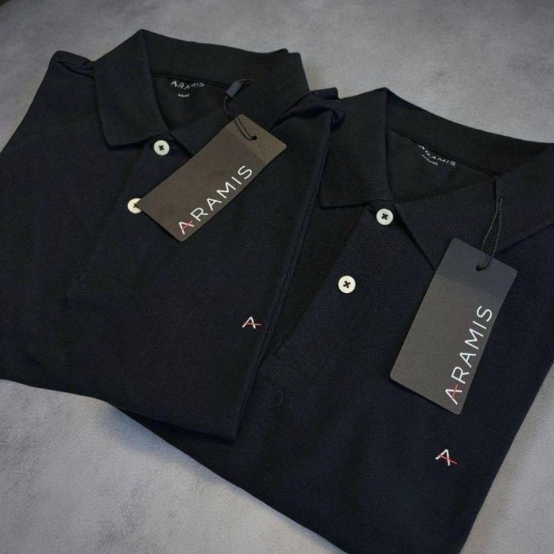 Polo Aramis Masculina Piquet Lisa Light Icon Preta Original