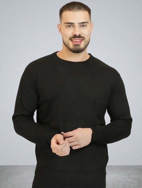 Suéter Dixen Masculino Tricot Crewneck Liso Preto