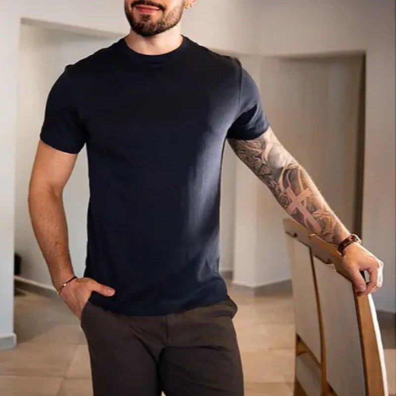 Camiseta Masculina Oficina Reserva Azul Marinho Algodão Pima