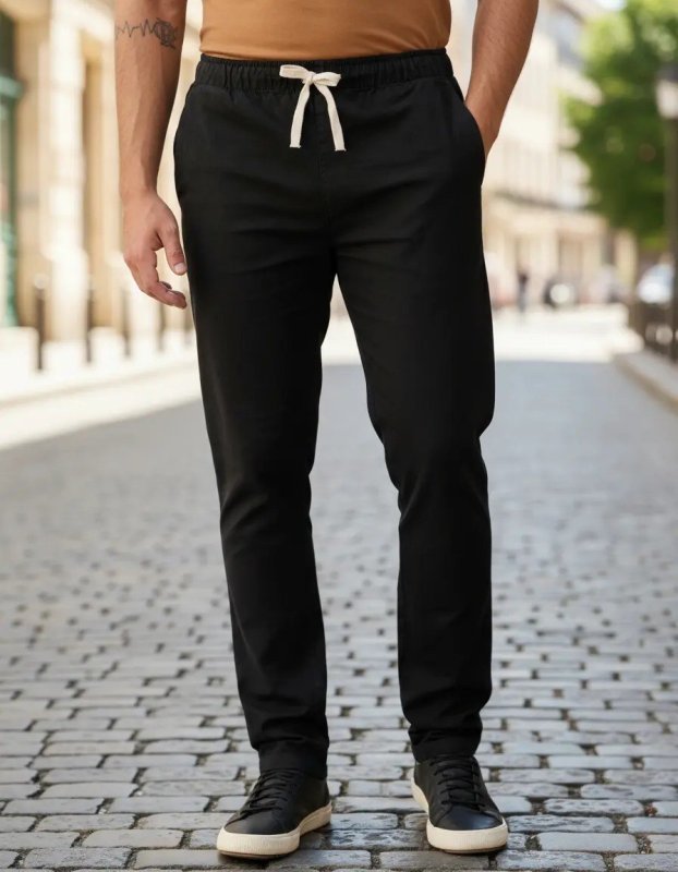Calça Masculina Chino Cintura Em Elástico Básica Opus