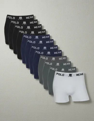 Kit 12 Cuecas Boxer Polo Wear Masculino Microfibra Sortida