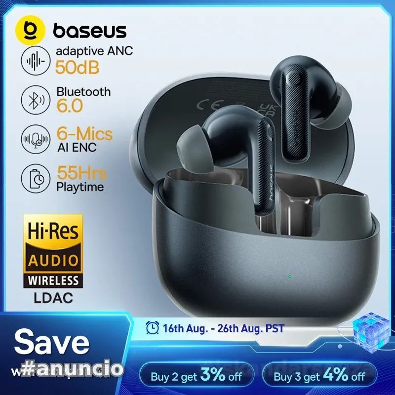 Baseus EP10 Pro ANC Fones de ouvido sem fio Bluetooth 6.0