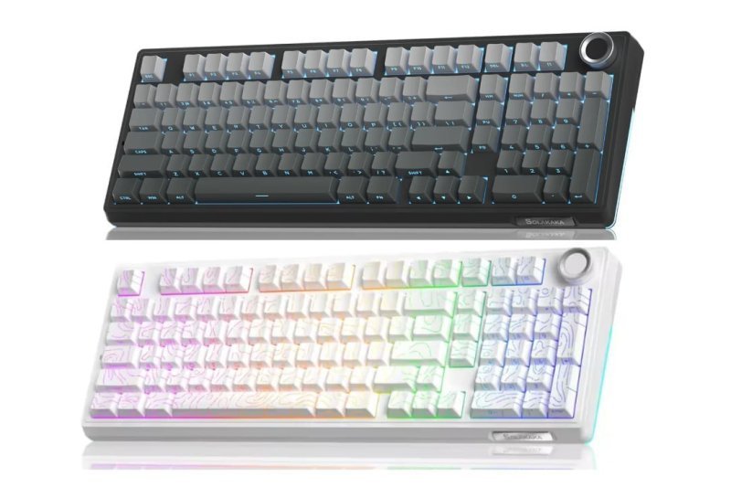 Teclado Mecânico Sem Fio SOLAKAKA Ki99 Pro 99 Teclas Tri-mode Hot Swap RGB 10000mAh
