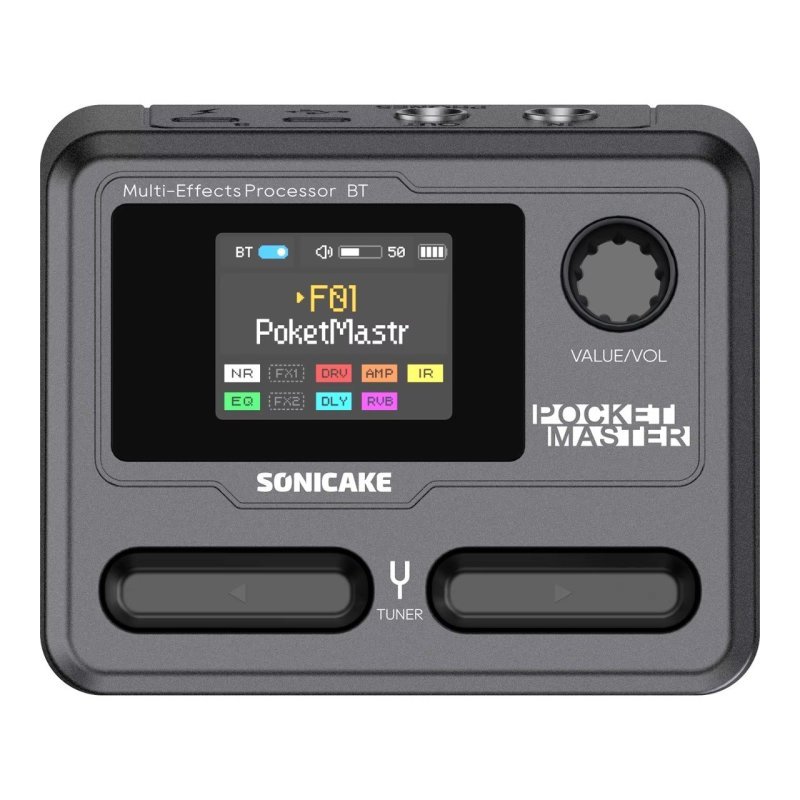 SONICAKE Pocket Master Amplificador de Guitarra e Baixo com 100+ Efeitos Múltiplos, Controle por APP, Bateria Embutida QME-10