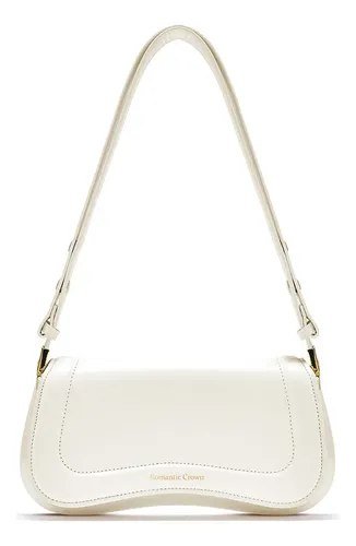 Bolsa Feminina Casual Transversal Dia Dia Branco Liso Níquel