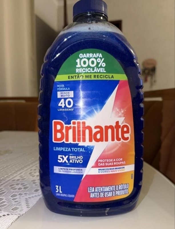 Brilhante Limpeza Total - Lava Roupas Líquido 3L + Frete Grátis