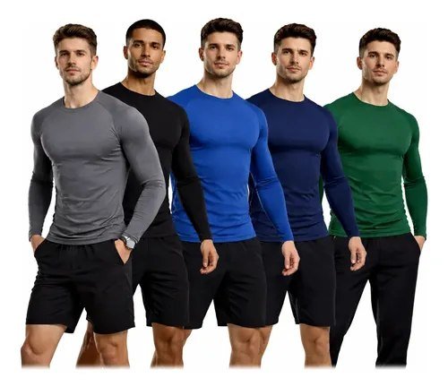 Kit 5 Camiseta Térmica Premium Segunda Pele Proteção Uv Dry