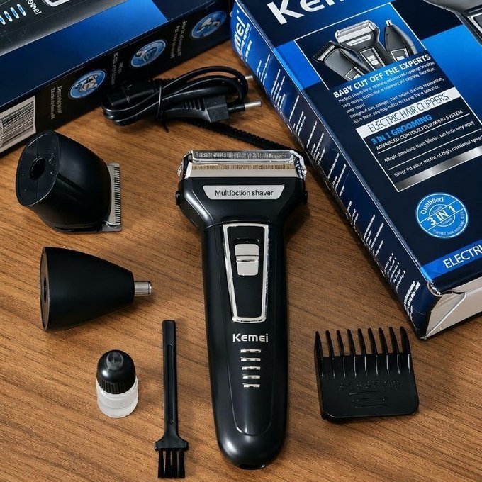 Barbeador e Aparador 3 em 1 Kemei KM-6558 + Frete Grátis