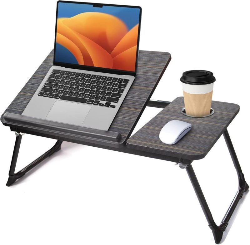 Suporte para Notebook, Mesa Notebook Cama, com Porta-Copos Ajuste de Ângulo, Portátil Dobrável 56x33CM