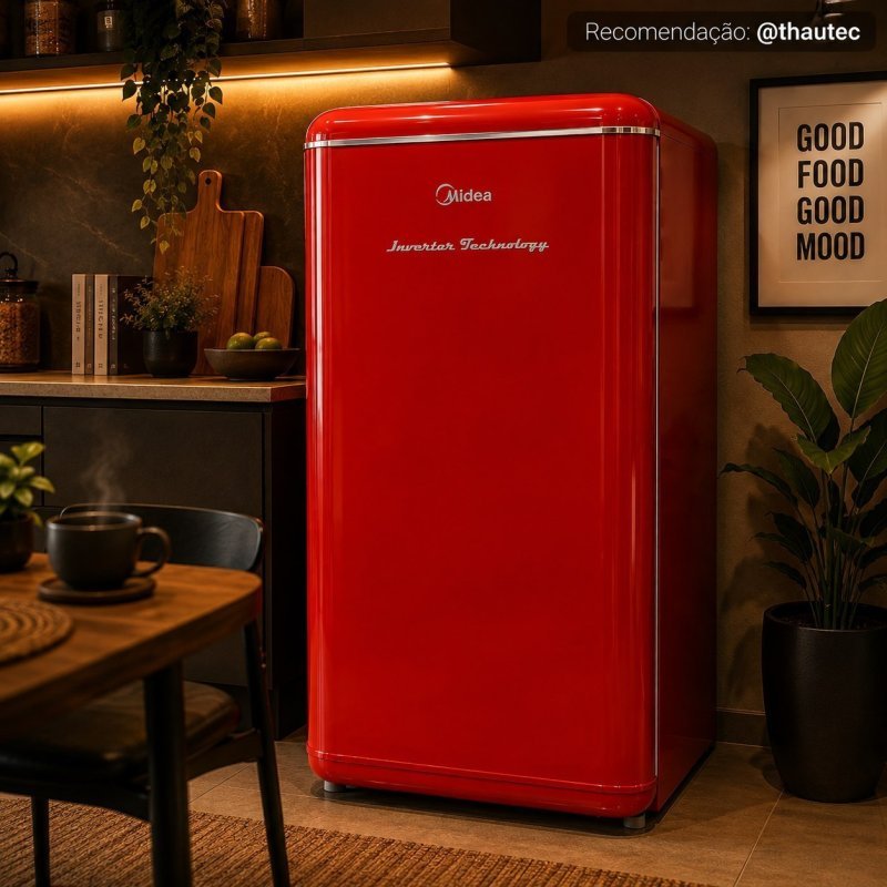 Frigobar Retrô 93L Vermelho Inverter Bivolt Midea