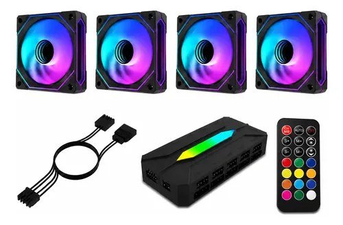 Kit 4 Fan Obsid Com Argb Pwm 5v 120mm + Controladora Preto