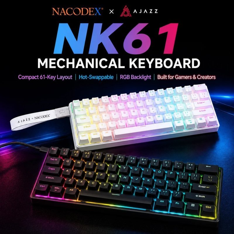 Teclado Mecânico Ajazz X Nacodex NK61, Switch Red, mecânico gamer nk 61