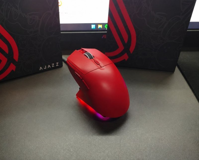Mouse Sem Fio Com Dock Ajazz Aj139 V2 Series Paw 3311 500mAh Micro Switch Huano Tri Mode (Vermelho)