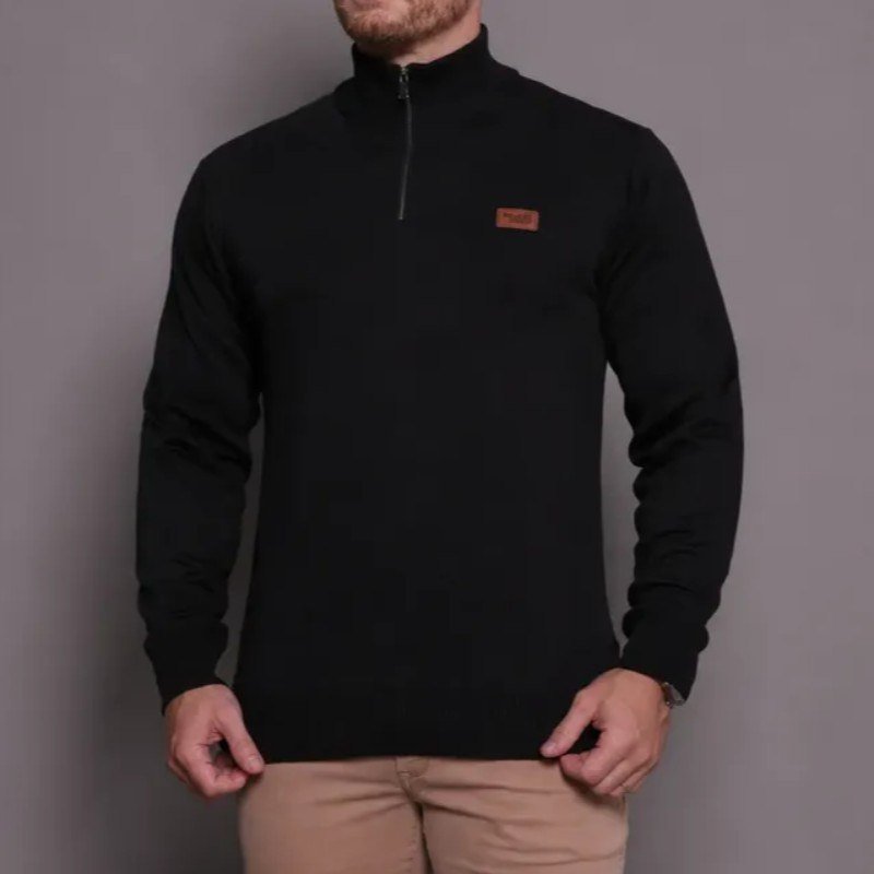 Suéter Masculino Zíper Gola Alta Red Nose Básico Inverno