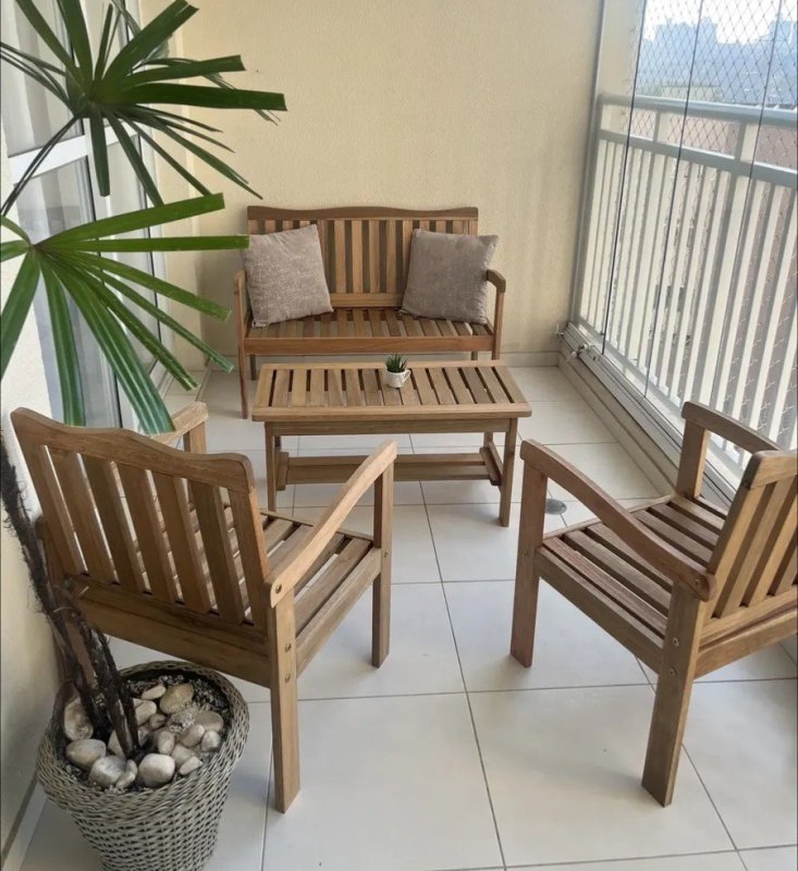 Conjunto Jardim Madeira Eucalipto 4 Peças Yescasa