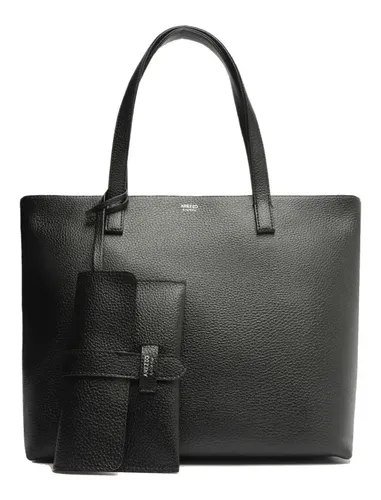Bolsa Arezzo Shopping Tamanho Grande Lisa Com Carteira Cor Preto