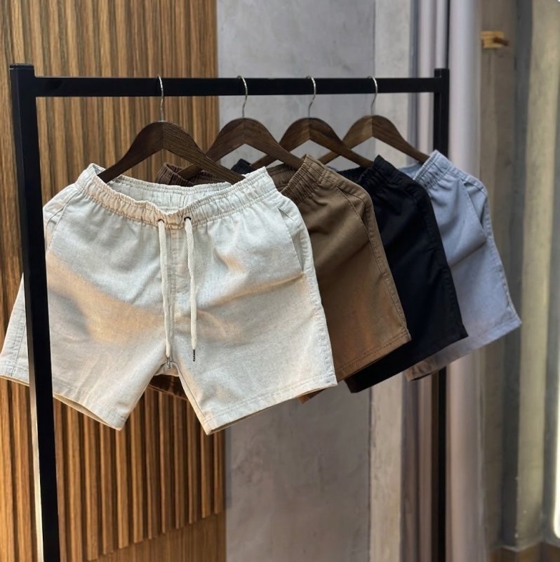 Kit 4 Short Linho Mauricinho Masculino Bermuda Esporte Fino