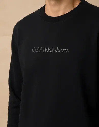 Moletom Calvin Klein Crewneck Light Front Logo Preto