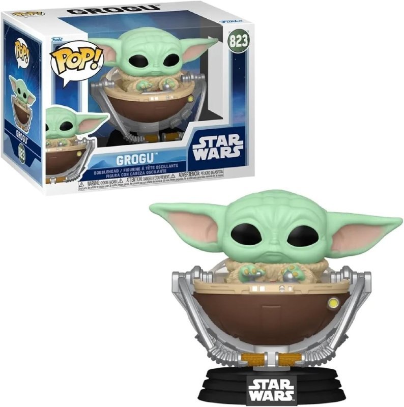 Candide Boneco Funko POP! Grogu no Carrinho Star Wars Mandalorian 9cm + Frete Grátis