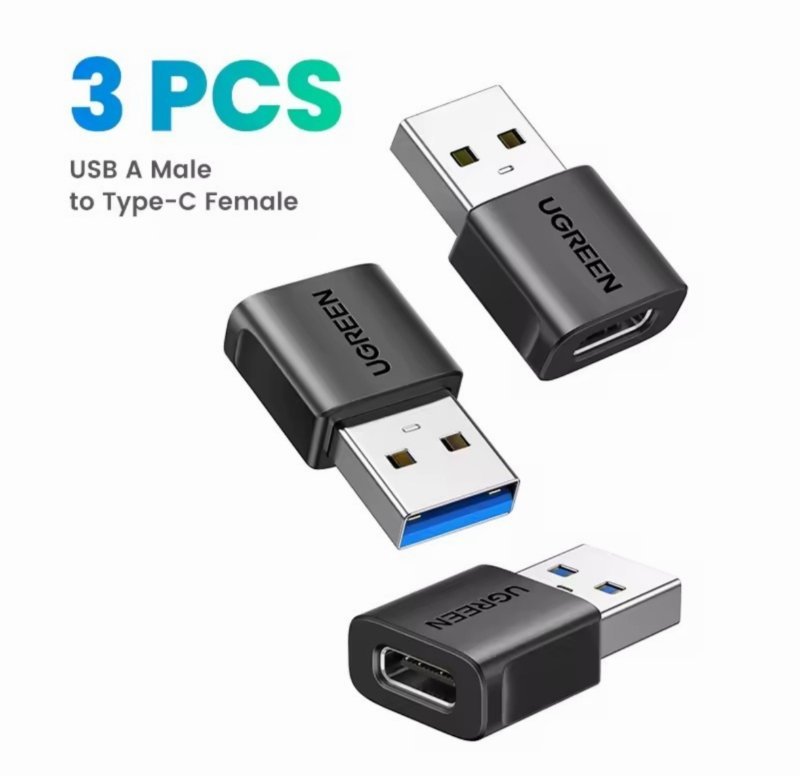 3x Adaptador Usb 3.1 UGREEN Tipo C fêmea USB A macho