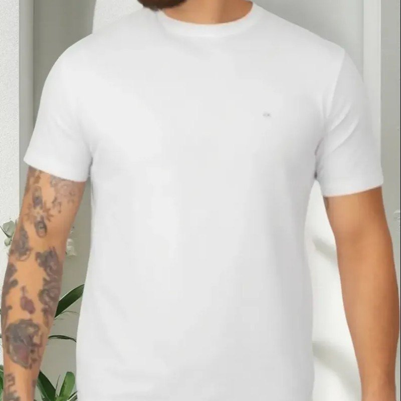 Camiseta Calvin Klein Meia Malha Basica Upper Ck Branca