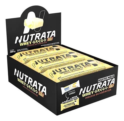 Barra Whey Grego 40g 12 Unidades Mousse De Maracujá Nutrata