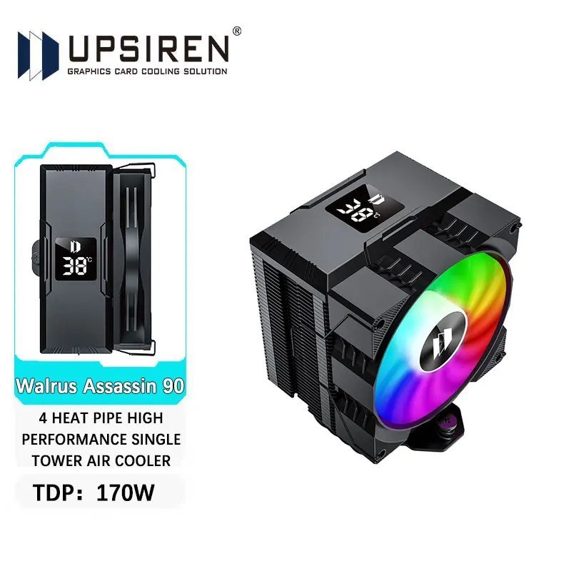 AirCooler Upsiren Walrus Assassin 90, com tela de monitoramento