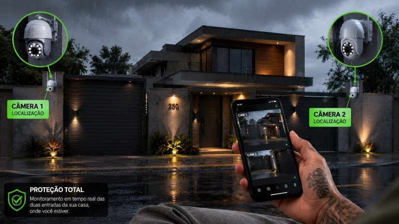 Kit 2 Câmeras de Segurança IP WiFi A8 Full HD PTZ 355° Visão Noturna Áudio Bidirecional IP66
