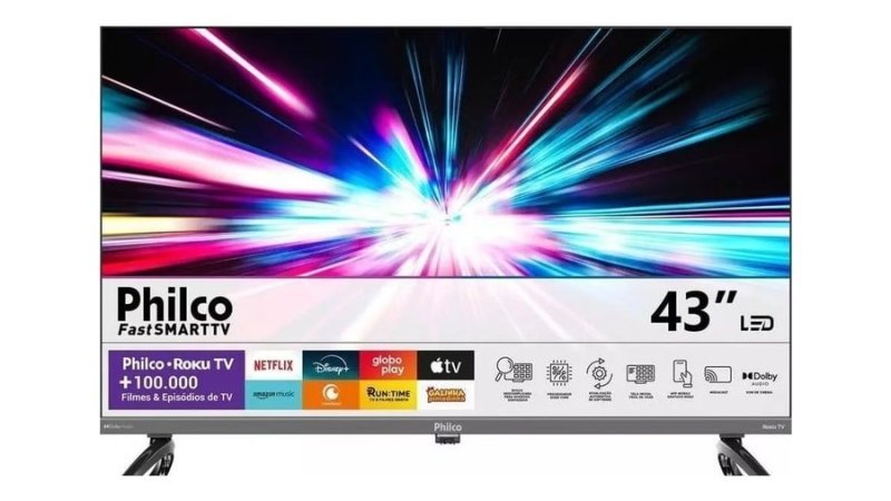 Smart Tv 43" Philco Qled Hdr10 Roku Tv P43krb