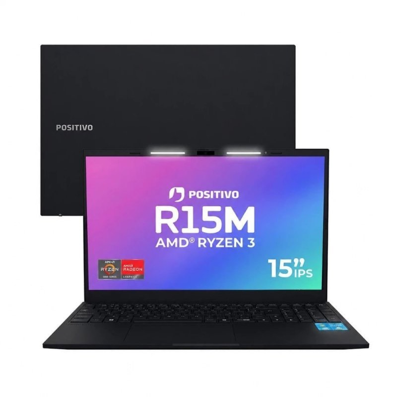 Notebook Positivo Vision R15M AMD Ryzen 3-7330U Linux 8GB RAM 256GB SSD Wi-Fi 6 Tela 15” IPS - Preto
