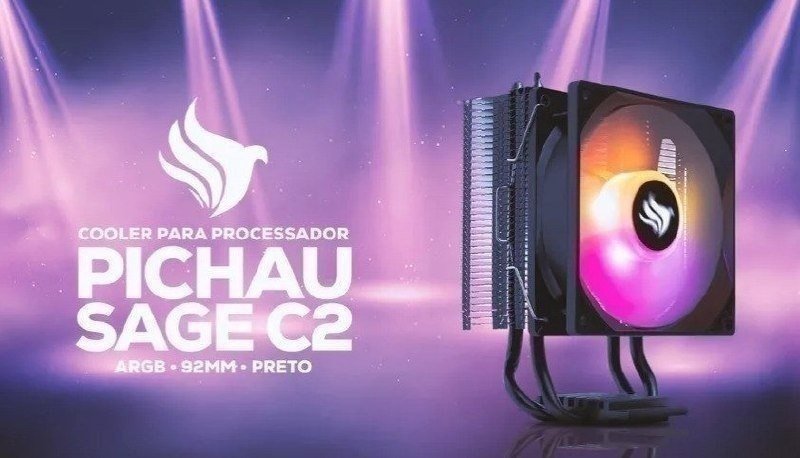 Cooler Para Processador Pichau Sage C2, ARGB, 92mm