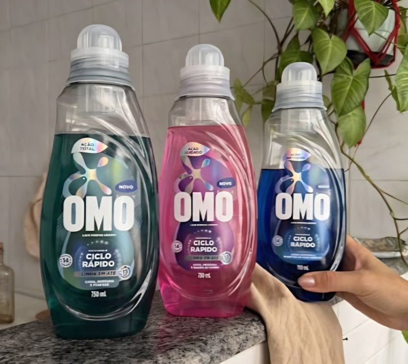 Kit 3 Lava-Roupas Líquido Omo Ciclo Rápido Ação Antiodor Frasco 750ml